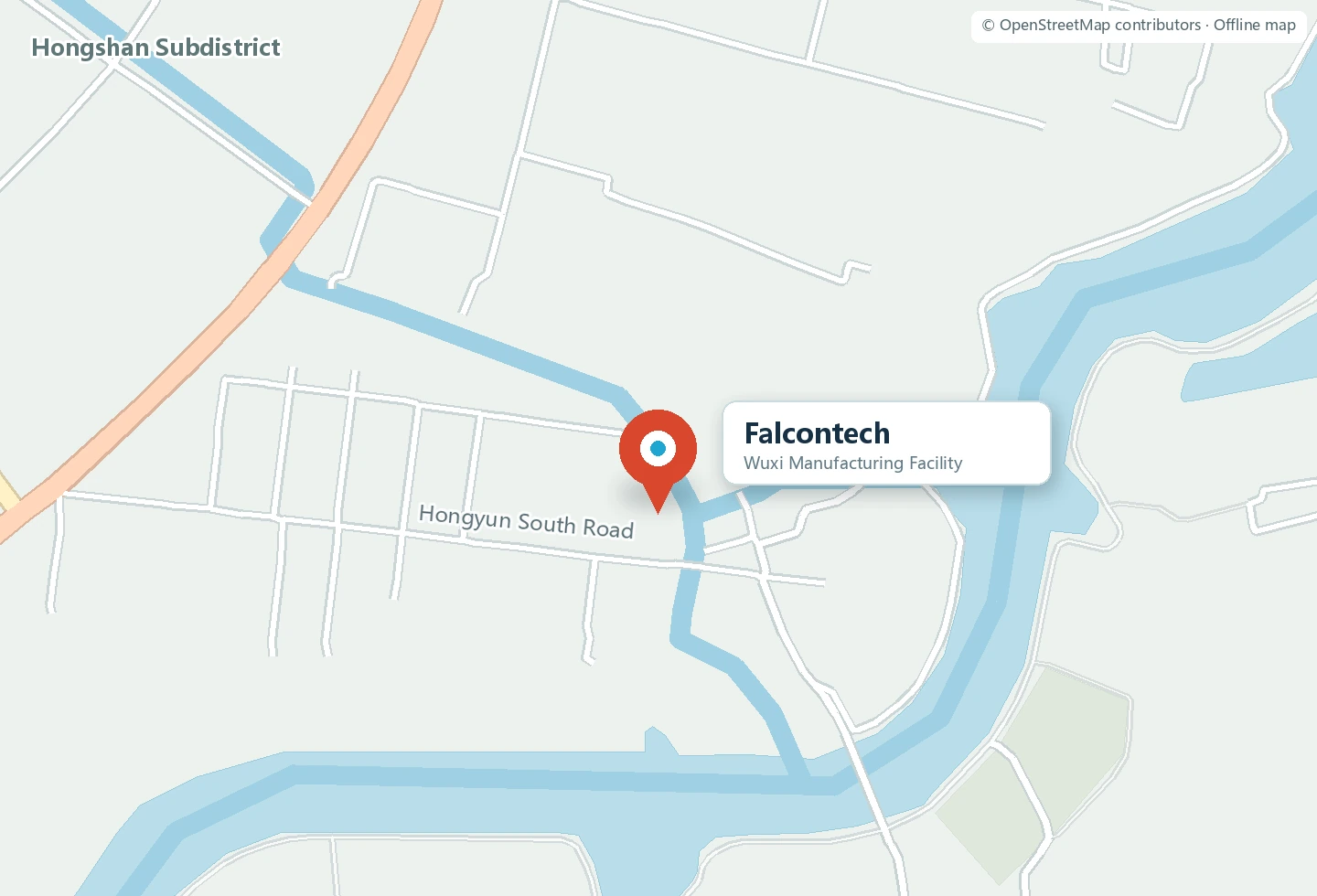 Real offline map of Falcontech's Wuxi manufacturing facility
